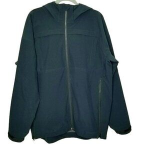 Massif Rain Jacket Hooded Black Reinforced‎ Seams Full Zip Pockets Mens Large